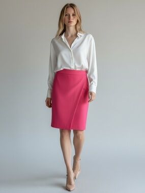 Ricki’s Wrap Front Pencil Skirt Ponte Knit Mini Fucshia Pink Size 2